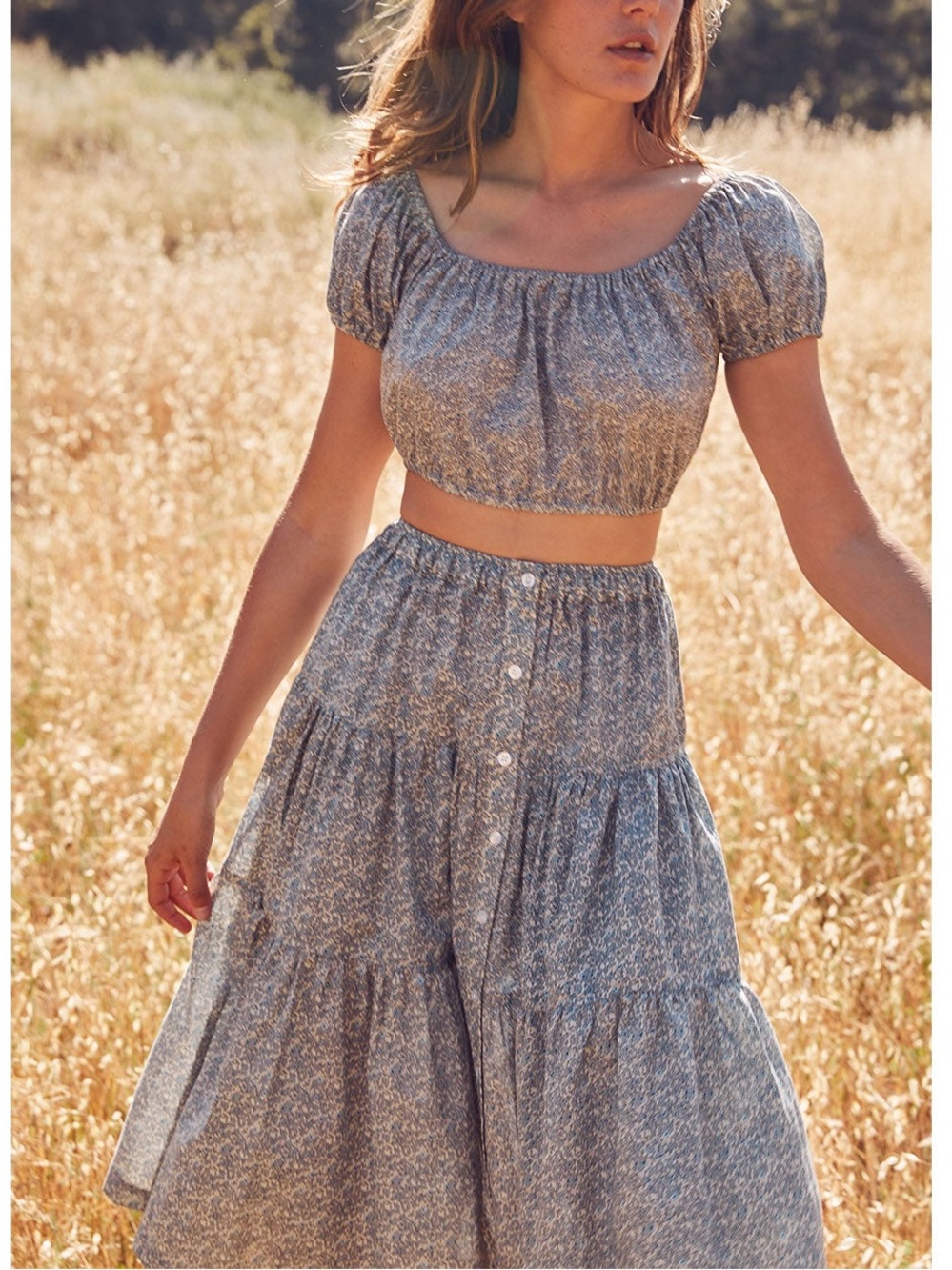 Christy Dawn Margot 2-piece Skirt and Crop Blouse Set in Calico Mist